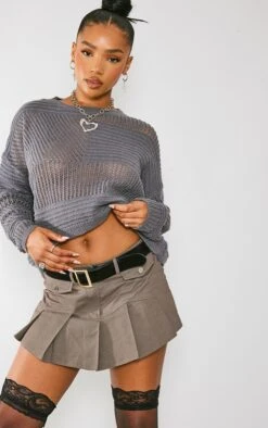 Prettylittlething Charcoal Contrast Open Knit Sweater Charcoal -Prettylittlething 000b1088f8a02cfeaa55a6462ed1a6c8e4134752 cnf4796 4