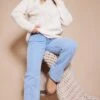 Prettylittlething Cream Oversized Cable Knit Roll Neck Knit Sweater Cream