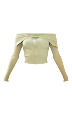 Prettylittlething Olive Khaki Two Tone Rib Foldover Zip Jacket Olive Khaki -Prettylittlething 0281060be3ffddc05f87a39cd5c0b7ffb887b318 cne7562 5