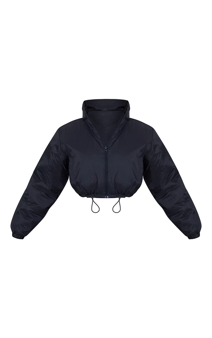Prettylittlething Basic Black Cropped Toggle Hem Puffer Coat Black 5 Prettylittlething Basic Black Cropped Toggle Hem Puffer Coat Black - Image 5