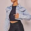 Prettylittlething Light Blue Wash Super Cropped Boxy Denim Jacket Light Blue Wash
