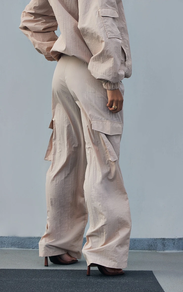 Prettylittlething Stone Textured Pocket Detail Straight Leg Pants Stone 3 Prettylittlething Stone Textured Pocket Detail Straight Leg Pants Stone - Image 3