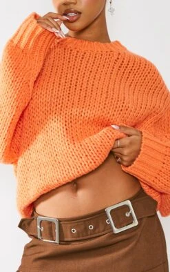 Prettylittlething Orange Super Chunky Oversized Sweater Orange -Prettylittlething 0472f9a5fa154e8d9edbcae4eeee85b7ec6586cf cne7080 4