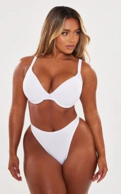 Prettylittlething White Soft Touch Cotton Full Coverage Dd+ Cup Size Bra White