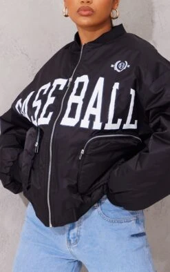 Prettylittlething Black Utility Pocket Graphic Front Bomber Jacket Black -Prettylittlething 0743a853d11869416392376fbb7d2fde32199943 cmw6968 4