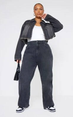 Prettylittlething Plus Washed Black Frayed Hem Detail Crop Denim Jacket Washed Black -Prettylittlething 078698d7858ac9e88abaa98fbc3f835a209c94fd cnh1980 3