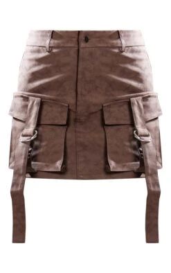 Prettylittlething Washed Brown Faux Leather Pocket Cargo Mini Skirt Brown -Prettylittlething 07aeeeaed91363fe61771b3e614f28cde2d27f9f cnh1460 6