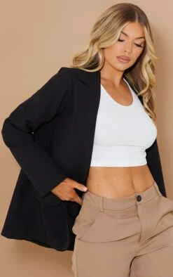 Prettylittlething Black Basic Single Breasted Defined Lapel Blazer Black -Prettylittlething 07dc27b9ca40e5ede25d8d90b7bfe918469f5d22 cmw5086 4