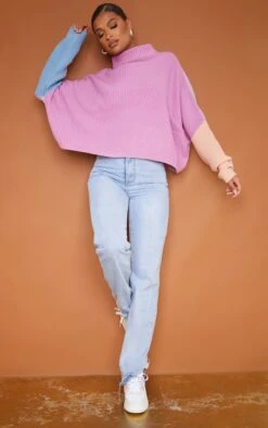 Prettylittlething Pink Oversized Colour Block Jumper Pink -Prettylittlething 081dd382aaa7de9d97e26e23b21d849e660b1171 clu8956 3