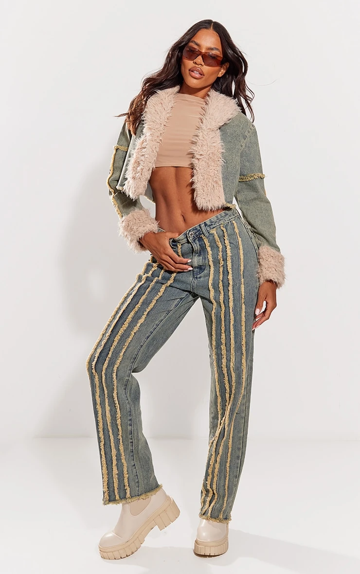 Prettylittlething Indigo Vintage Wash Fur Collar Denim Jacket Indigo Vintage Wash 3 Prettylittlething Indigo Vintage Wash Fur Collar Denim Jacket Indigo Vintage Wash - Image 3