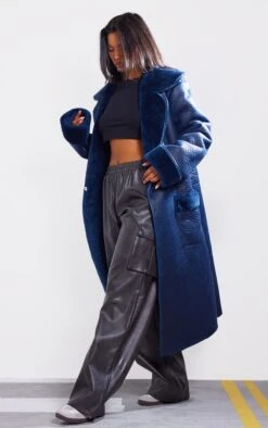 Prettylittlething Petrol Blue Bonded PU Maxi Belted Coat Petrol Blue -Prettylittlething 0ab81fc970cd4a827a5212793fdcb0933ef5768e cng3030 3