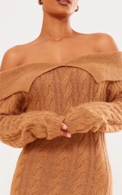 Prettylittlething Brown Cable Fold Over Maxi Knit Dress Brown -Prettylittlething 0adc557989082907fa4d1ff7052ebe5492014722 cng2914 4