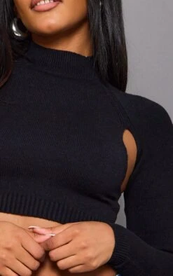Prettylittlething Black Soft Knit Cut Out Crop Sweater Black -Prettylittlething 0d6d4073582c1d07a2f87f842b2887c3abffdeac cnf4776 4