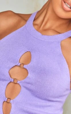 Prettylittlething Lilac Knit Racer Neck O Ring Crop Top Lilac -Prettylittlething 0edb4d437774d3144f957402b8036606e378ae47 cne7184 4