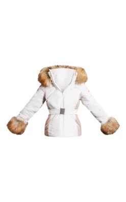 PRETTYLITTLETHING SKI Cream Faux Fur Trim Belted Puffer Coat Cream -Prettylittlething 0f5191897a18087cd0127e652c327460c288ba52 cnf1555 5