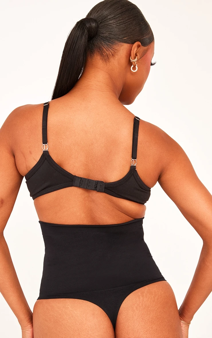 Prettylittlething Black Sculpted Mid Thong Black 2 Prettylittlething Black Sculpted Mid Thong Black - Image 2