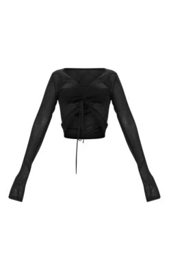 Prettylittlething Black Pattern Sheer Knit Lace Up Cardi Black -Prettylittlething 0ff8ea736032fcc96069efa5bccf38cb15ab64b2 cnf0419 5