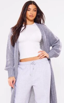 Prettylittlething Grey Extreme Chunky Knitted Slouchy Maxi Cardigan Grey -Prettylittlething 107097976321ecfb69a4e6636cf4eb8f5678e451 cng3201 4
