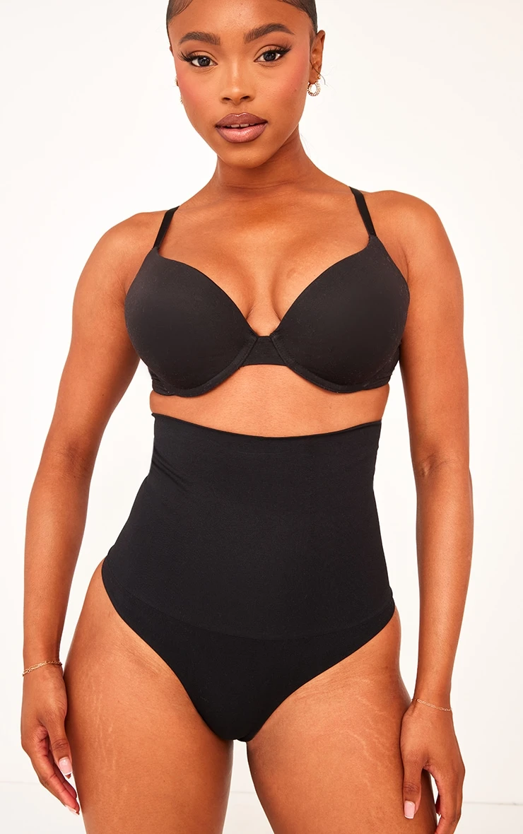 Prettylittlething Black Sculpted Mid Thong Black 1 Prettylittlething Black Sculpted Mid Thong Black