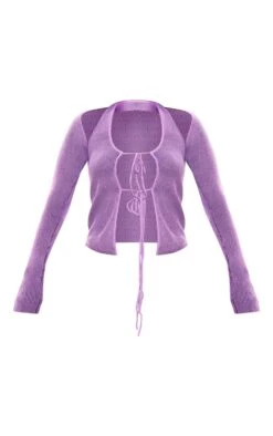 Prettylittlething Purple Two Tone Knit Top & Sleeves Purple -Prettylittlething 1169e08c93a0f3c342dfe83120b33b2f1f0a7d8c cnf0440 5
