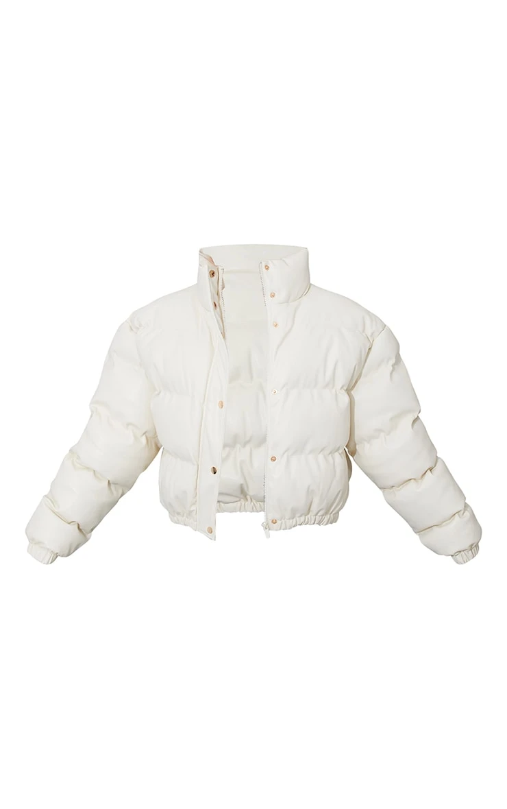 Prettylittlething Cream Faux Leather Elastic Hem Bubble Puffer Cream 5 Prettylittlething Cream Faux Leather Elastic Hem Bubble Puffer Cream - Image 5