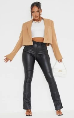 Prettylittlething Camel Woven Cropped Shoulder Padded Blazer Camel -Prettylittlething 126a46c79b54a8ace427a35f07d0e0d3bae4c342 cmt0792 3