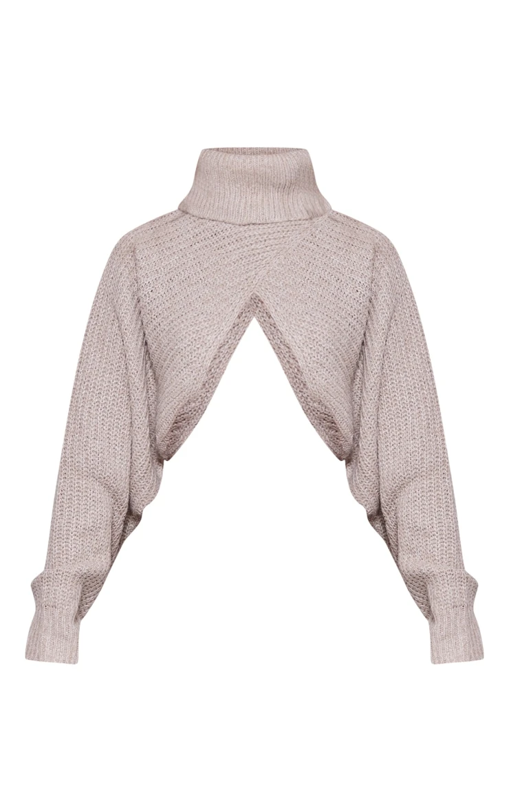 Prettylittlething Beige Extreme Cropped Knit Sweater Beige 5 Prettylittlething Beige Extreme Cropped Knit Sweater Beige - Image 5