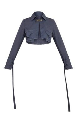 Prettylittlething Charcoal Woven Raw Hem Buckle Trim Cropped Blazer Charcoal -Prettylittlething 13fcb16418e1ac56bb26e97da042e224d394ac25 cna0706 5