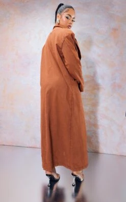 Prettylittlething Washed Brown Denim Maxi Coat Washed Brown -Prettylittlething 146508a73612f07a8e98193f2665fba1d96afaf2 cnf4652 2