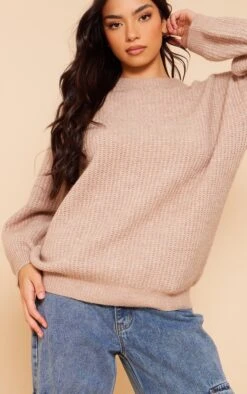 Prettylittlething Mocha Marl Knit Brushed Oversized Sweater Mocha -Prettylittlething 154fe7ee2522fddba16fcea7cbe057030199b47b cne6315 4