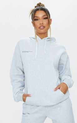 PRETTYLITTLETHING Logo Ash Grey Est 2012 Oversized Fit Hoodie Ash Grey