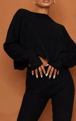 Prettylittlething Black Cable Knit Jumper & Legging Set Black 8 Prettylittlething Black Cable Knit Jumper & Legging Set Black -Prettylittlething 180e67c1cc99361981b994fc90cbbae0f6202946 cmb5609 4