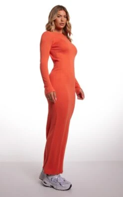 Prettylittlething Orange Open Back Soft Knitted Maxi Dress Orange -Prettylittlething 192557616dd3cdb34747c2bfdecf4acb48a46f86 cnf0317 3