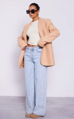 Prettylittlething Camel Double Breasted Boucle Borg Blazer Camel -Prettylittlething 1a1575dcf9b6dd6eaa981e29c263ea2d3453455b cnf7627 3