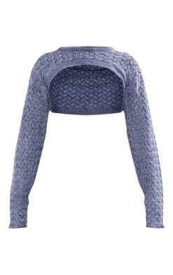 Prettylittlething Blue Cable Knitted Denim Look Extreme Cropped Sleeves Blue -Prettylittlething 1a30fefbb13b8c7286801524b779e97894304cd6 cng3207 5