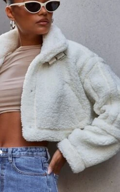 Prettylittlething Cream Buckle Collar Borg Aviator Jacket Cream -Prettylittlething 1a3a574e5e42c2d970810d9f87213cd5d86be0c6 cnf4885 4