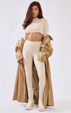 Prettylittlething Warm Beige Woven Hooded Oversized Trench Coat Warm Beige -Prettylittlething 1a82feaf73cb3837029314118d89801ba93e2756 cna3918 3