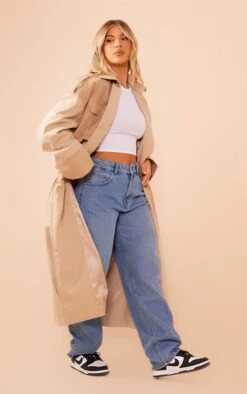 Prettylittlething Stone Double Layer Pocket Detail Longline Trench Coat Stone -Prettylittlething 1a8c48b159d168e28d5d56630068d50d3fc82577 cng2953 3