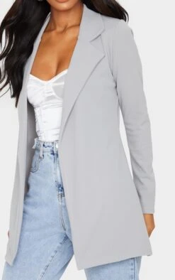 Prettylittlething Grey Longline Blazer Grey -Prettylittlething 1b1974f34d282c15842848556d77b2f5da0b94df cmk4834 4