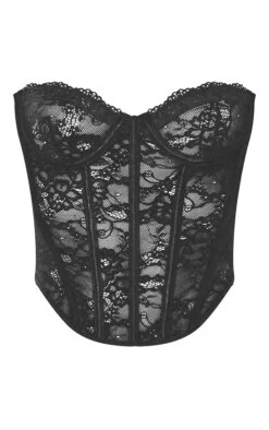 Prettylittlething Black Lace Boned Lingerie Corset Black -Prettylittlething 1b43ebbcd9c149dc75fbe041916e790857dabff7 cmu1371 5