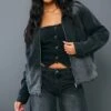 Prettylittlething Tall Washed Black Oversized Hooded Zip Up Denim Jacket Washed Black
