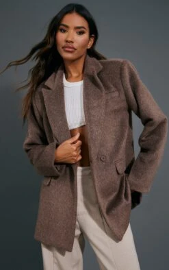 Prettylittlething Chocolate Textured Wool Look Oversized Blazer Chocolate -Prettylittlething 1c3c6885c73abf18efb9ee5ba8c254f410572629 cnc0213 1
