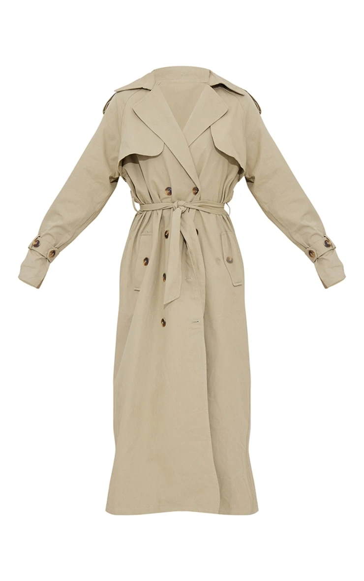 Prettylittlething Khaki Panel Detail Belted Trench Coat Khaki 5 Prettylittlething Khaki Panel Detail Belted Trench Coat Khaki - Image 5