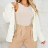 Prettylittlething Cream Chunky Knit Slouchy Cardigan Cream