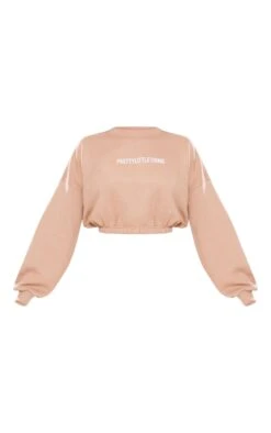 PRETTYLITTLETHING Mocha Logo Oversized Cinched Cropped Sweatshirt Mocha -Prettylittlething 1cfce2dbbe94fcbd4e132fc428dd132b5615b449 cng9759 5