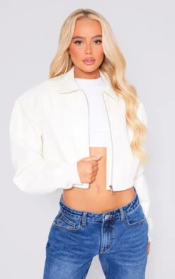 Prettylittlething Off White Shoulder Padded Cropped Bomber Jacket Off White -Prettylittlething 1ea547b0f1570c734f30632fc83f14fb112bb384 cnf1349 4