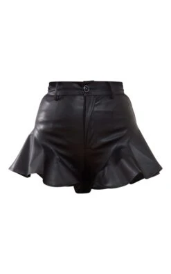 Prettylittlething Black Faux Leather Frill Hem Shorts Black -Prettylittlething 1fc461a225e2aa68432d758b2351fc9399f936af CMZ7545 6