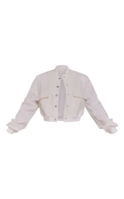 Prettylittlething Ecru Ribbed Trim Shoulder Padded Bomber Jacket Ecru -Prettylittlething 202ea9849651cc4f08abce08bc15d3bf0ee3ea39 cnf5919 5