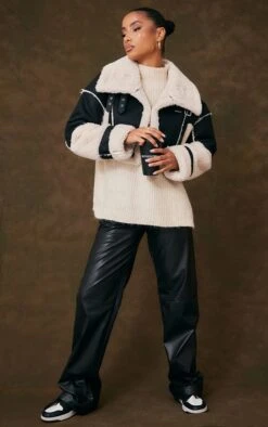 Prettylittlething Black Borg Lined Panelled Cropped Aviator Black -Prettylittlething 208a6d9a25c97b3e17f37c418169f7e28547f868 cmz8321 3