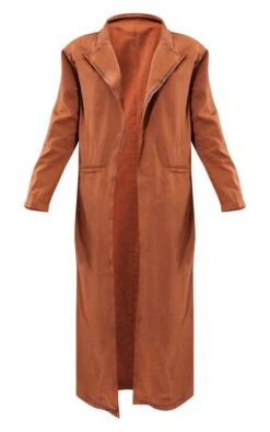 Prettylittlething Washed Brown Denim Maxi Coat Washed Brown -Prettylittlething 2242a059dd8cf8eea624ee9319d5daf56280f776 cnf4652 5